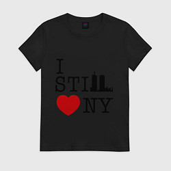 Футболка хлопковая женская I still love NY, цвет: черный