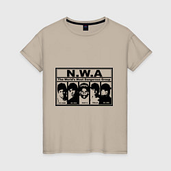 Футболка хлопковая женская NWA, цвет: миндальный