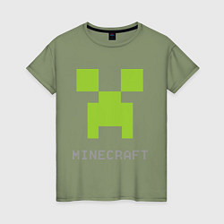 Футболка хлопковая женская Minecraft logo grey, цвет: авокадо