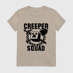 Футболка хлопковая женская Creeper Squad, цвет: миндальный