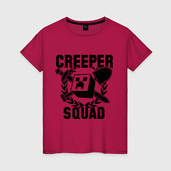 Футболка хлопковая женская Creeper Squad, цвет: маджента