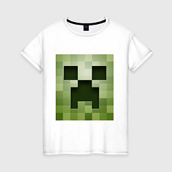 Футболка хлопковая женская Мinecraft creeper, цвет: белый