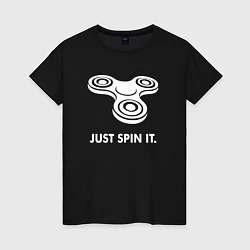 Футболка хлопковая женская Just spin it, цвет: черный