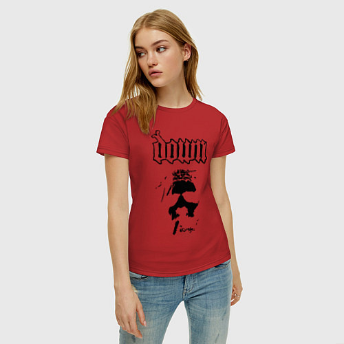 Женская футболка Down heavy metal / Красный – фото 3