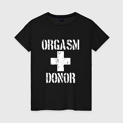 Футболка хлопковая женская Orgasm + donor, цвет: черный