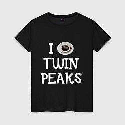 Футболка хлопковая женская I love Twin Peaks, цвет: черный