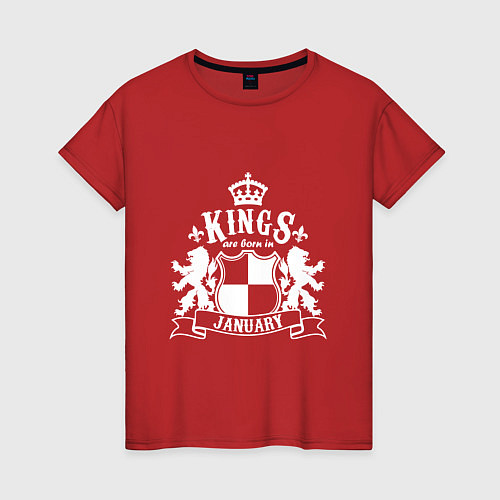 Женская футболка Kings are born in January / Красный – фото 1