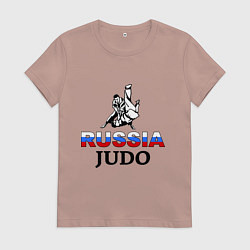 Футболка хлопковая женская Russia judo, цвет: пыльно-розовый