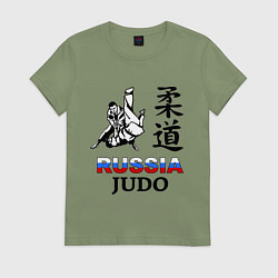 Футболка хлопковая женская Russia Judo, цвет: авокадо