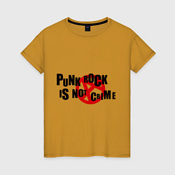 Футболка хлопковая женская Punk Rock is not a crime, цвет: горчичный