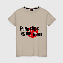 Футболка хлопковая женская Punk Rock is not a crime, цвет: миндальный