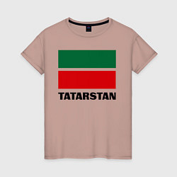 Футболка хлопковая женская Флаг Татарстана, цвет: пыльно-розовый
