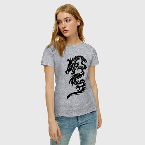 Женская футболка Тату-дракон9 / Меланж – фото 3