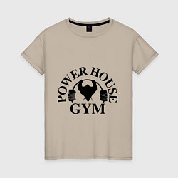 Футболка хлопковая женская Power House Gym, цвет: миндальный
