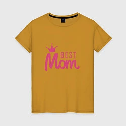 Футболка хлопковая женская Best Mom, цвет: горчичный