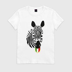 Футболка хлопковая женская Juventus Zebra, цвет: белый