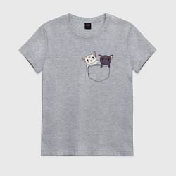 Футболка хлопковая женская Кисы, цвет: меланж