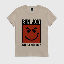Футболка хлопковая женская Bon Jovi: Have a nice day, цвет: миндальный