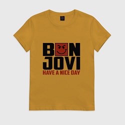 Футболка хлопковая женская Bon Jovi: Nice day, цвет: горчичный