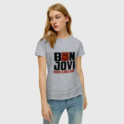 Футболка хлопковая женская Bon Jovi: Nice day, цвет: меланж — фото 2