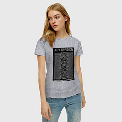 Футболка хлопковая женская Joy Division: Unknown Pleasures, цвет: меланж — фото 2