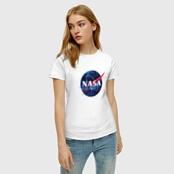 Футболка хлопковая женская NASA: Cosmic Logo, цвет: белый — фото 2