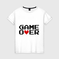 Футболка хлопковая женская Game over 8 bit, цвет: белый