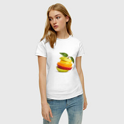 Футболка хлопковая женская Мега яблоко, цвет: белый — фото 2