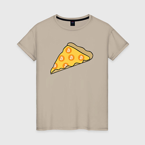 Женская футболка Bitcoin Pizza / Миндальный – фото 1