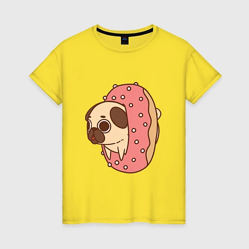 Женская футболка Мопс-пончик / Желтый – фото 1