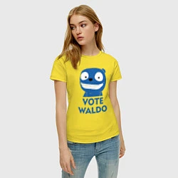 Футболка хлопковая женская Vote Waldo, цвет: желтый — фото 2