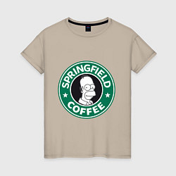 Футболка хлопковая женская Springfield Coffee, цвет: миндальный