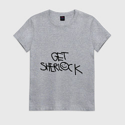 Футболка хлопковая женская Get sherlock, цвет: меланж