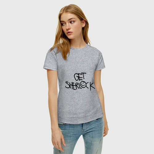 Женская футболка Get sherlock / Меланж – фото 3