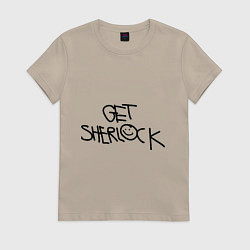 Футболка хлопковая женская Get sherlock, цвет: миндальный