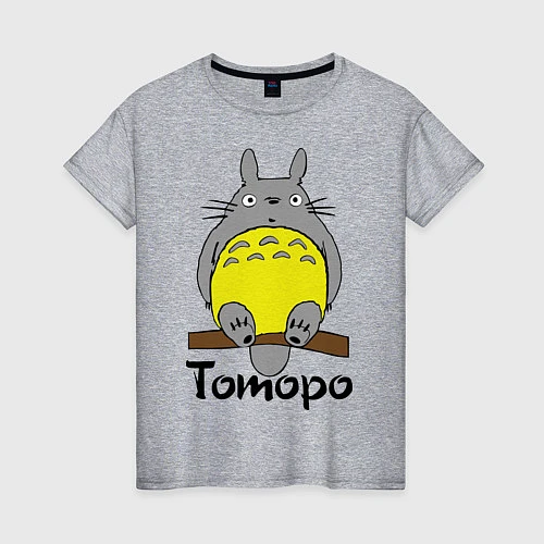 Женская футболка Тоторо на бревне / Меланж – фото 1
