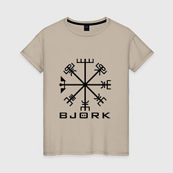 Футболка хлопковая женская Bjork Rune, цвет: миндальный