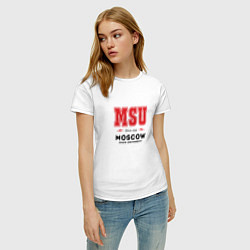 Футболка хлопковая женская MSU Moscow, цвет: белый — фото 2