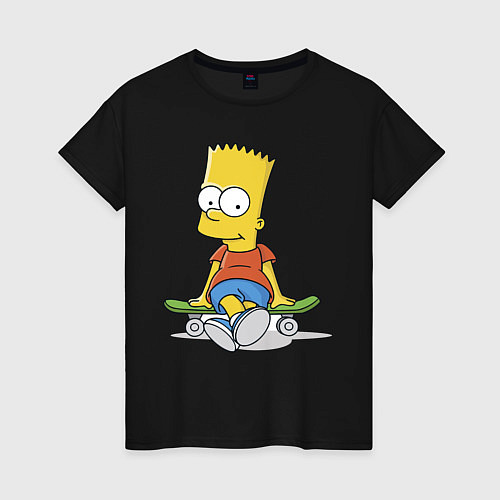 Женская футболка Барт на скейте / Черный – фото 1