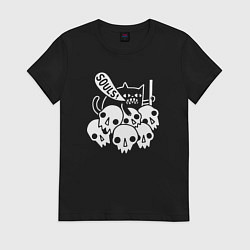 Футболка хлопковая женская Cat Got Your Soul, цвет: черный