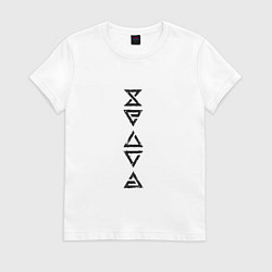 Футболка хлопковая женская Знаки Ведьмака Black, цвет: белый