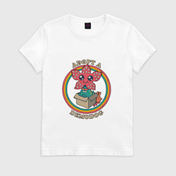 Футболка хлопковая женская Adopt a Demodog, цвет: белый