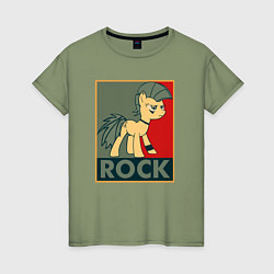 Футболка хлопковая женская Rock Pony, цвет: авокадо