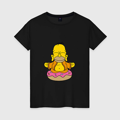 Женская футболка Гомер на пончике / Черный – фото 1