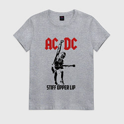 Футболка хлопковая женская AC/DC: Stiff Upper Lip, цвет: меланж
