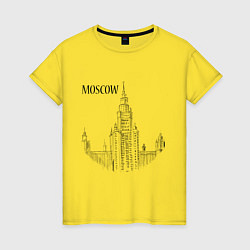 Футболка хлопковая женская Moscow MSU, цвет: желтый