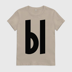 Футболка хлопковая женская Мы (Ы), цвет: миндальный