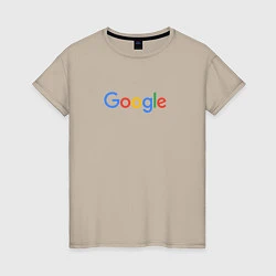 Футболка хлопковая женская Google, цвет: миндальный