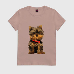Футболка хлопковая женская Маленький Йорк, цвет: пыльно-розовый