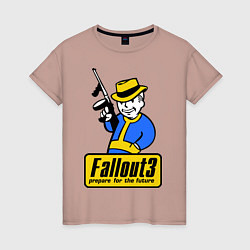 Футболка хлопковая женская Fallout 3 Man, цвет: пыльно-розовый
